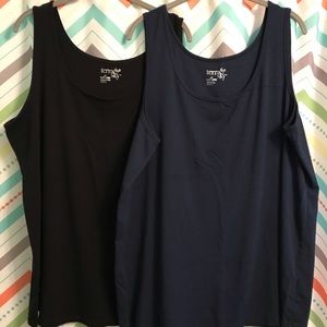 Terra & Sky tank tops - 3x (24w-26w) - black and blue - lot of 2 - EUC
